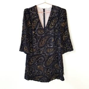 ALICE + OLIVIA Riska Black/Gold Embellished Dress